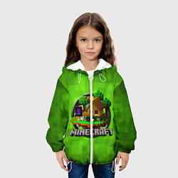 Куртка с капюшоном детская Minecraft Logo Green, цвет: 3D-белый — фото 2