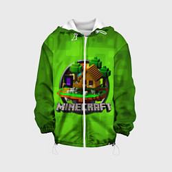 Куртка с капюшоном детская Minecraft Logo Green, цвет: 3D-белый