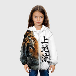 Куртка с капюшоном детская ТИГР НАДПИСЬ НА КИТАЙСКОМ, цвет: 3D-белый — фото 2