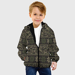 Куртка с капюшоном детская Вязанный камуфляж с цветами, цвет: 3D-черный — фото 2