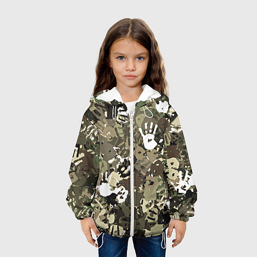 Детская куртка Камуфляж с отпечатками рук / 3D-Белый – фото 3