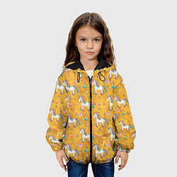 Куртка с капюшоном детская Единороги на желтом фоне, цвет: 3D-черный — фото 2