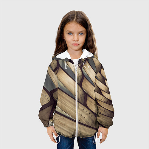Детская куртка Текстура древесины / 3D-Белый – фото 3