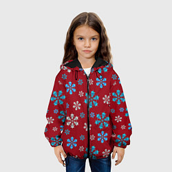 Куртка с капюшоном детская Снежинки Черепа красный, цвет: 3D-черный — фото 2