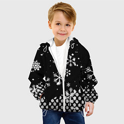 Куртка с капюшоном детская Чёрный клевер снежинки, цвет: 3D-белый — фото 2
