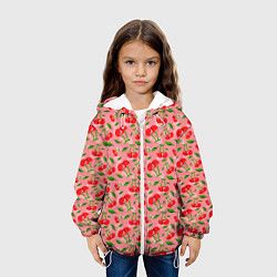 Куртка с капюшоном детская Вишня Черешня паттерн, цвет: 3D-белый — фото 2