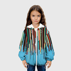Куртка с капюшоном детская Glitch pattern 2087, цвет: 3D-белый — фото 2