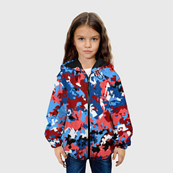 Куртка с капюшоном детская Красно-синий камуфляж, цвет: 3D-черный — фото 2