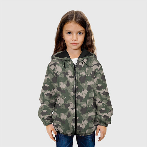 Детская куртка Зелено-Серый Камуфляж / 3D-Черный – фото 3