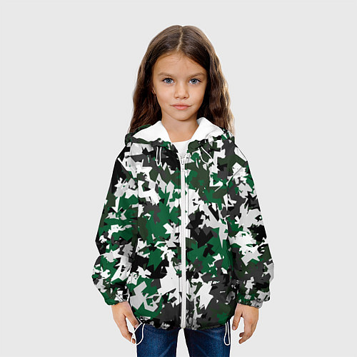 Детская куртка Зелено-черный камуфляж / 3D-Белый – фото 3