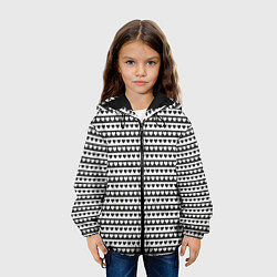 Куртка с капюшоном детская Черно-белые сердца, цвет: 3D-черный — фото 2
