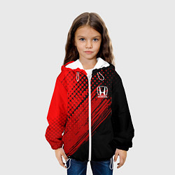Куртка с капюшоном детская Honda - Red texture, цвет: 3D-белый — фото 2