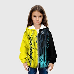 Куртка с капюшоном детская CYBERPUNK 2077 Логотип, цвет: 3D-белый — фото 2