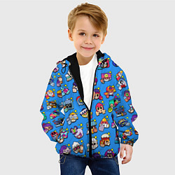 Куртка с капюшоном детская Особые редкие значки Бравл Пины синий фон Brawl St, цвет: 3D-черный — фото 2