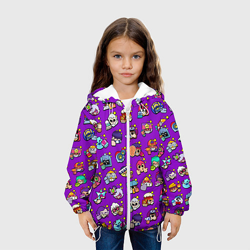Детская куртка Особые редкие значки Бравл Пины фиолетовый фон Bra / 3D-Белый – фото 3