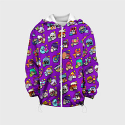 Куртка с капюшоном детская Особые редкие значки Бравл Пины фиолетовый фон Bra, цвет: 3D-белый