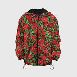 Куртка с капюшоном детская Букет алых роз, цвет: 3D-черный