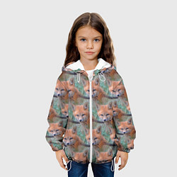 Куртка с капюшоном детская Лисица паттерн, цвет: 3D-белый — фото 2