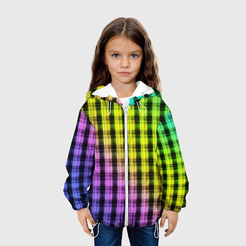 Детская куртка Градиентный клетчатый узор / 3D-Белый – фото 3
