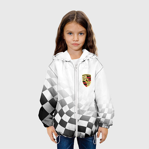 Детская куртка Porsche Порше Финишный флаг / 3D-Белый – фото 3