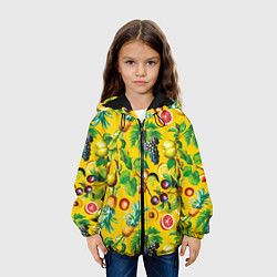 Куртка с капюшоном детская Лето Фрукты, цвет: 3D-черный — фото 2