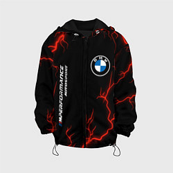 Куртка с капюшоном детская BMW Autosport Молнии, цвет: 3D-черный