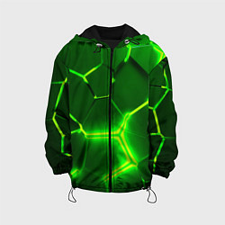 Детская куртка 3D ПЛИТЫ НЕОН NEON GREEN HEXAGON РАЗЛОМ