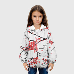 Куртка с капюшоном детская Распустившиеся цветы, цвет: 3D-белый — фото 2