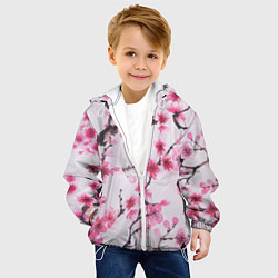 Куртка с капюшоном детская Мазки весны, цвет: 3D-белый — фото 2