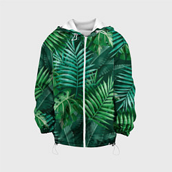 Куртка с капюшоном детская Tropical plants pattern, цвет: 3D-белый