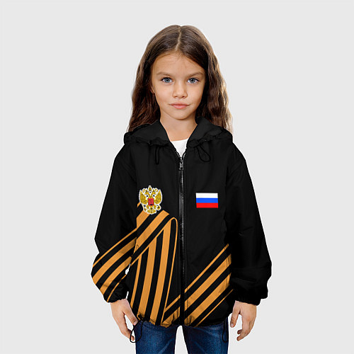 Детская куртка Герб России - георгиевская лента / 3D-Черный – фото 3