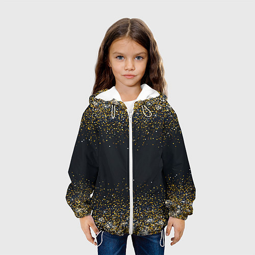 Детская куртка Золотые блестки на темном фоне Сияющий глиттер, бл / 3D-Белый – фото 3
