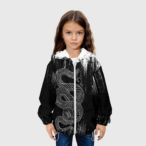 Детская куртка Snake Краски Змея ЧБ / 3D-Белый – фото 3