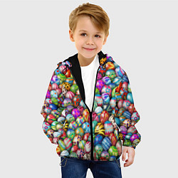 Куртка с капюшоном детская Пасхальные крашеные яйца, цвет: 3D-черный — фото 2