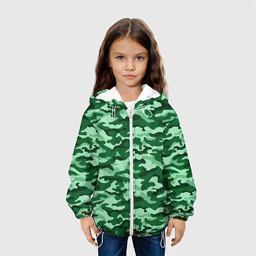 Детская куртка Зеленый монохромный камуфляж / 3D-Белый – фото 3