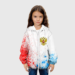 Куртка с капюшоном детская RUSSIA - ГЕРБ - Арт, цвет: 3D-белый — фото 2