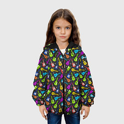 Куртка с капюшоном детская Разноцветные Гитары, цвет: 3D-черный — фото 2