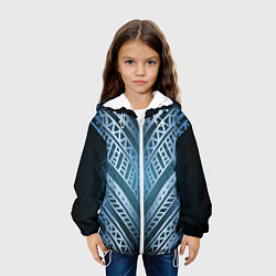 Куртка с капюшоном детская Неоновый абстрактный узор Синий и голубой неон на, цвет: 3D-белый — фото 2
