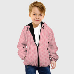 Куртка с капюшоном детская Вязаный простой узор косичка Три оттенка розового, цвет: 3D-черный — фото 2