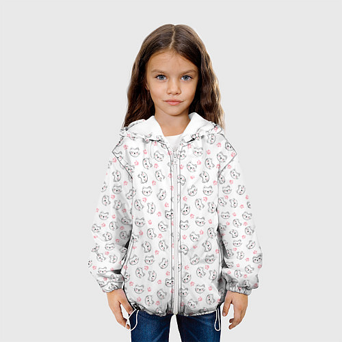 Детская куртка Кошачий паттерн с щечками и лапками Милота / 3D-Белый – фото 3