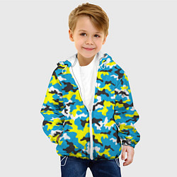 Куртка с капюшоном детская Камуфляж Небесно-Синий, цвет: 3D-белый — фото 2