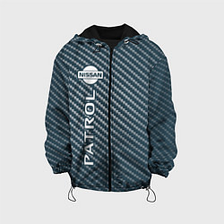 Куртка с капюшоном детская NISSAN PATROL Карбон Вертикально, цвет: 3D-черный