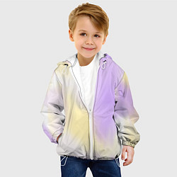 Куртка с капюшоном детская Акварельный принт с желтым и фиолетовым цветами, цвет: 3D-белый — фото 2