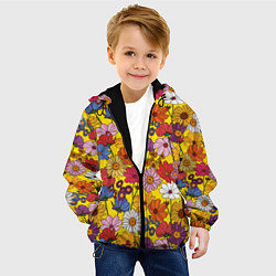 Куртка с капюшоном детская Цветочки-лютики на желтом фоне, цвет: 3D-черный — фото 2