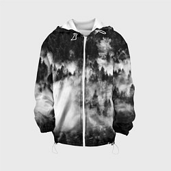 Куртка с капюшоном детская Мрачный лес - туман, цвет: 3D-белый