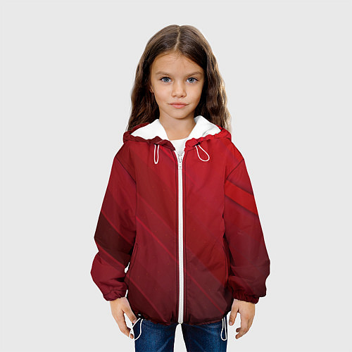 Детская куртка Полосы На красном Фоне / 3D-Белый – фото 3