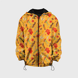 Куртка с капюшоном детская Георгиевская ленточка, Вечный огонь, цветок, медал, цвет: 3D-черный