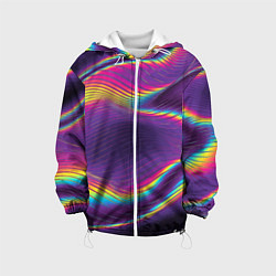Куртка с капюшоном детская Neon fashion pattern Wave, цвет: 3D-белый