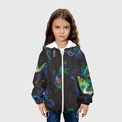 Куртка с капюшоном детская Абстракция Живописные волны, цвет: 3D-белый — фото 2