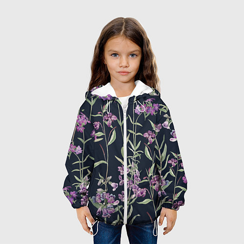 Детская куртка Цветы Фиолетовые / 3D-Белый – фото 3
